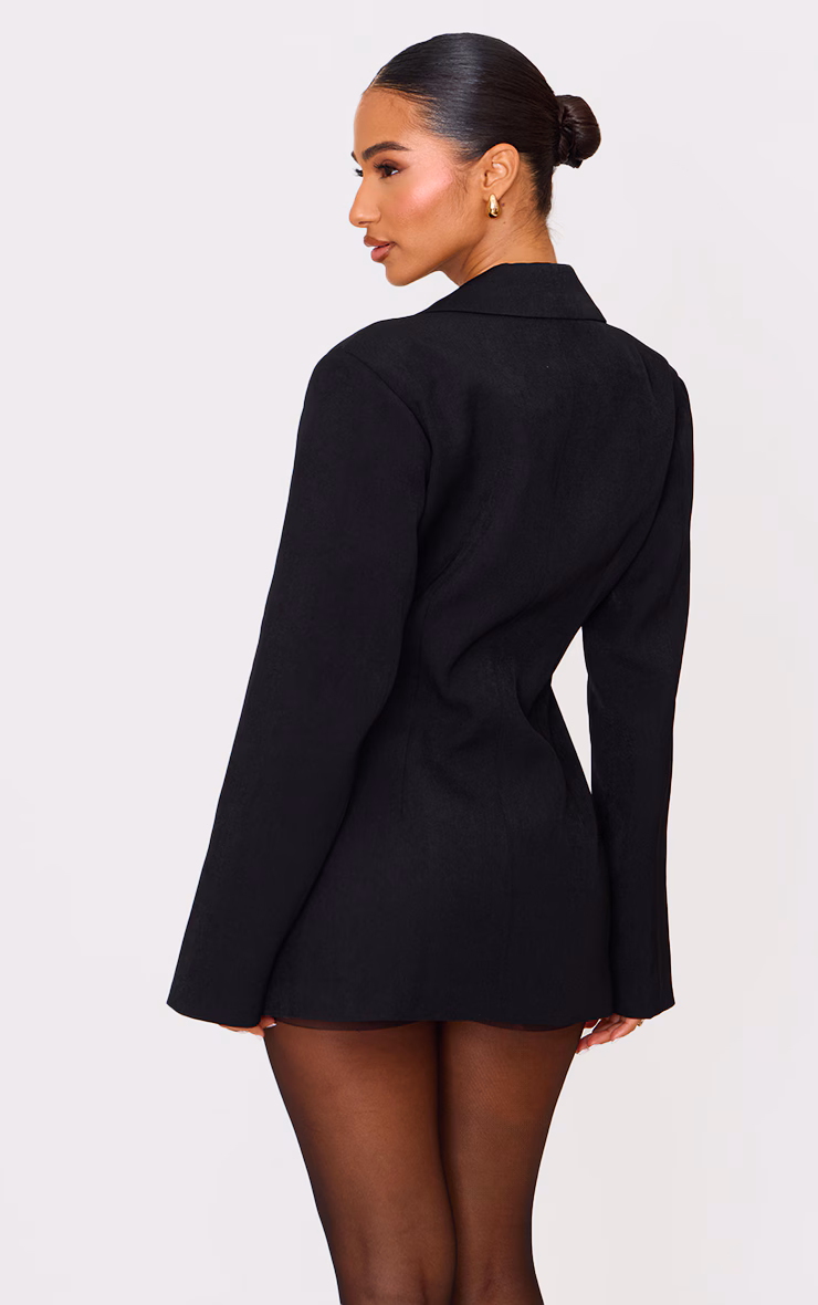 Petite Black Hook And Eye Fitted Blazer Dress