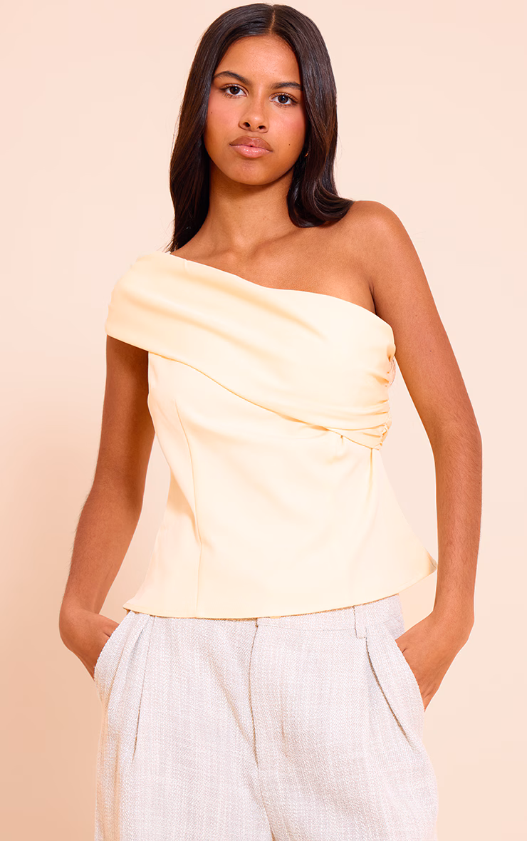 Petite Almond Bandeau One Shoulder Fitted Top