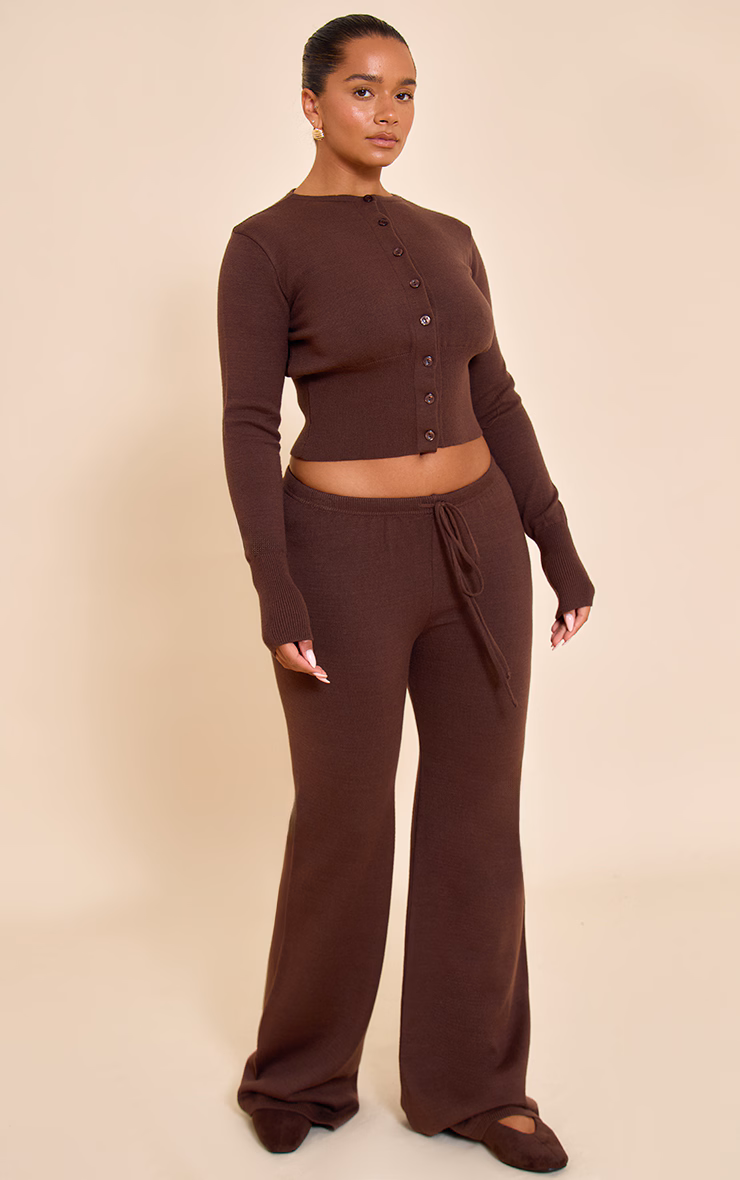 Shape Chocolate Knitted Tie Waist Pants