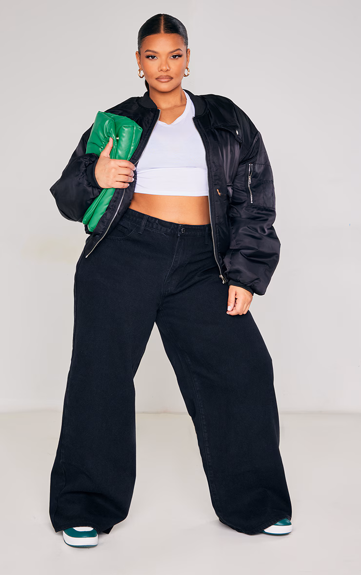 Plus Black High Waist Faded Boyfriend Jeans