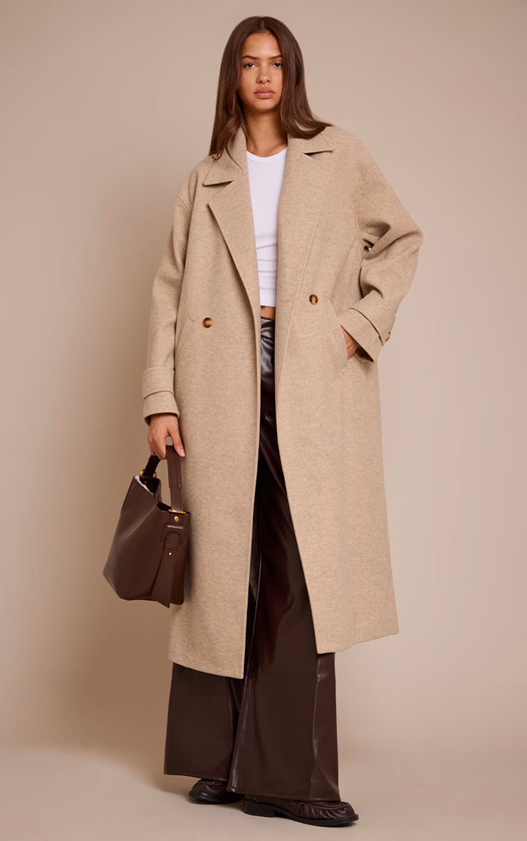 Oat Belted Oversized Wool Look Coat
