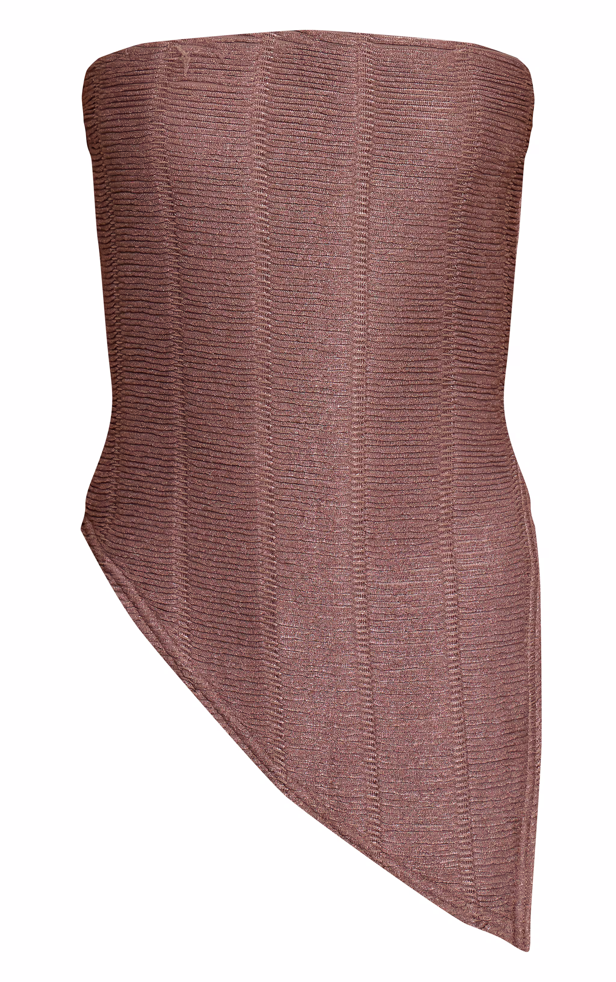 Mushroom Textured Asymmetric Hem Bandeau Top