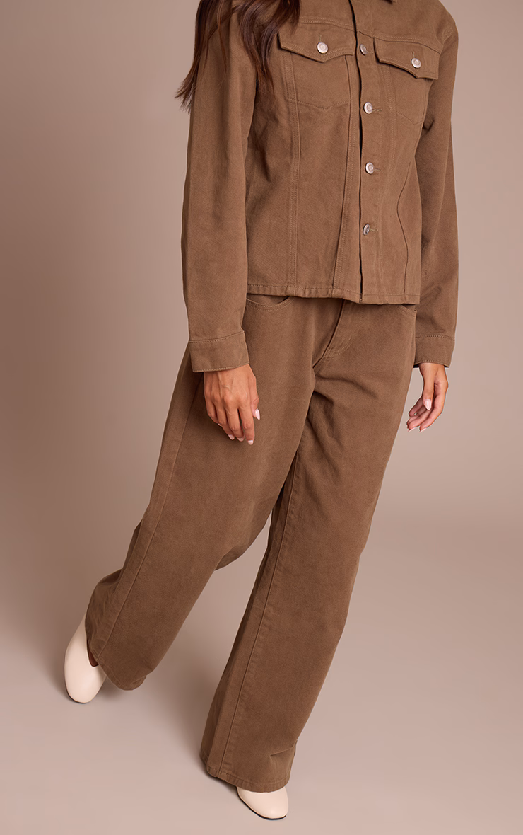 Olive Mid Rise Slouchy Wide Leg Jeans