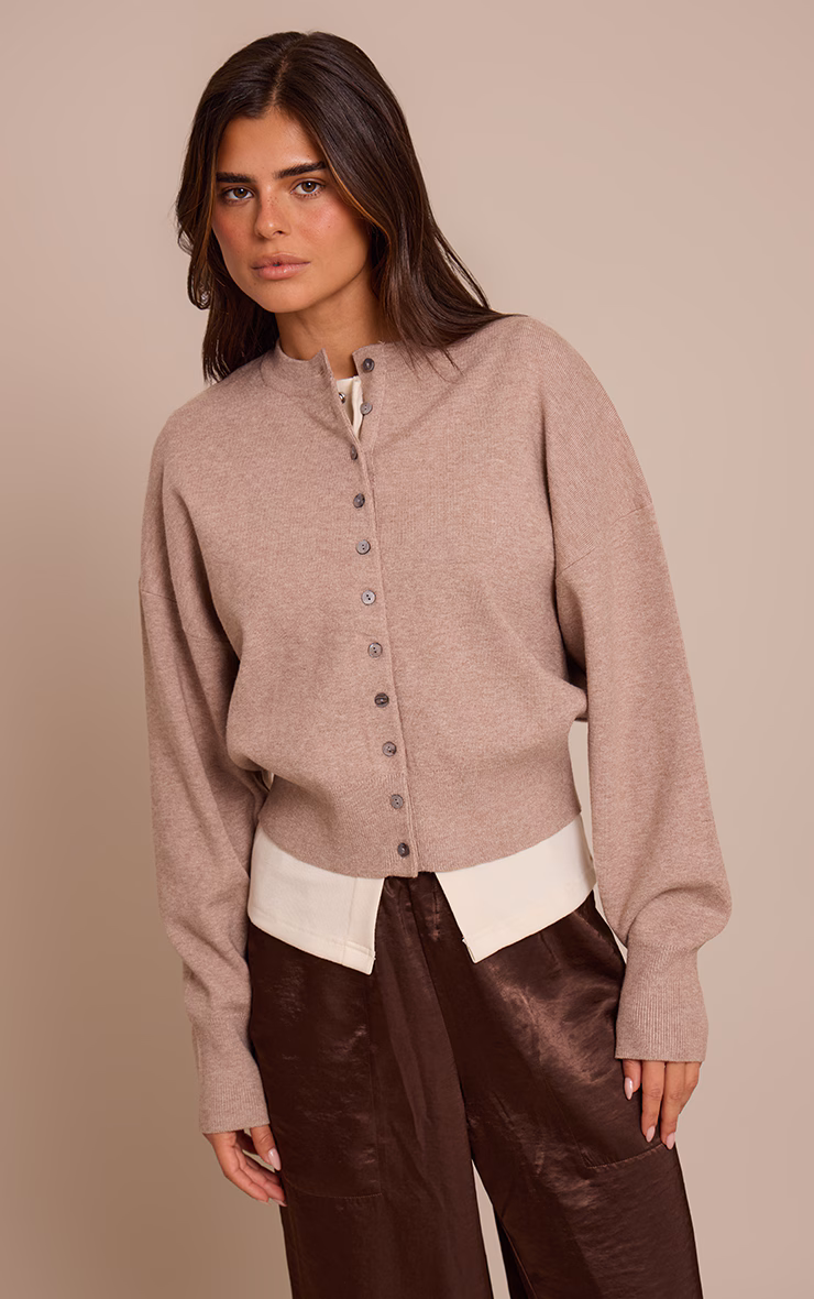 Mocha Compact Knit Cardigan