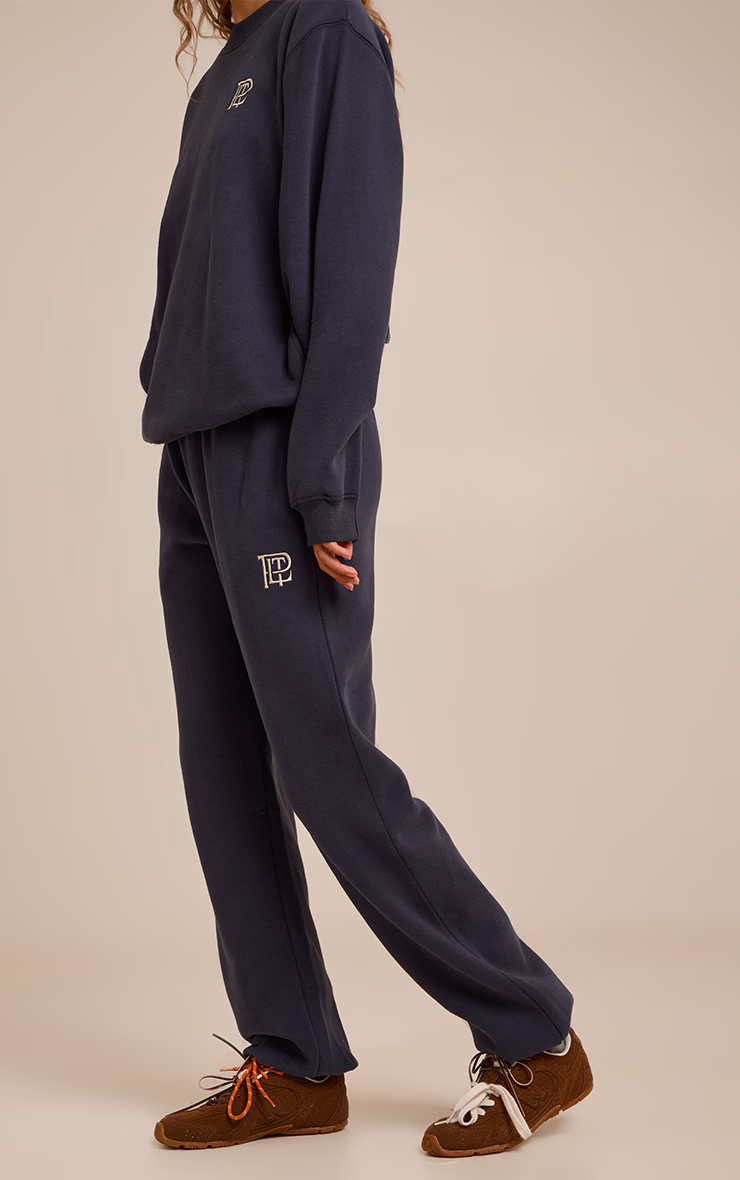 Navy PLT Embroidered Cotton Fleece Cuffed Sweat Pants