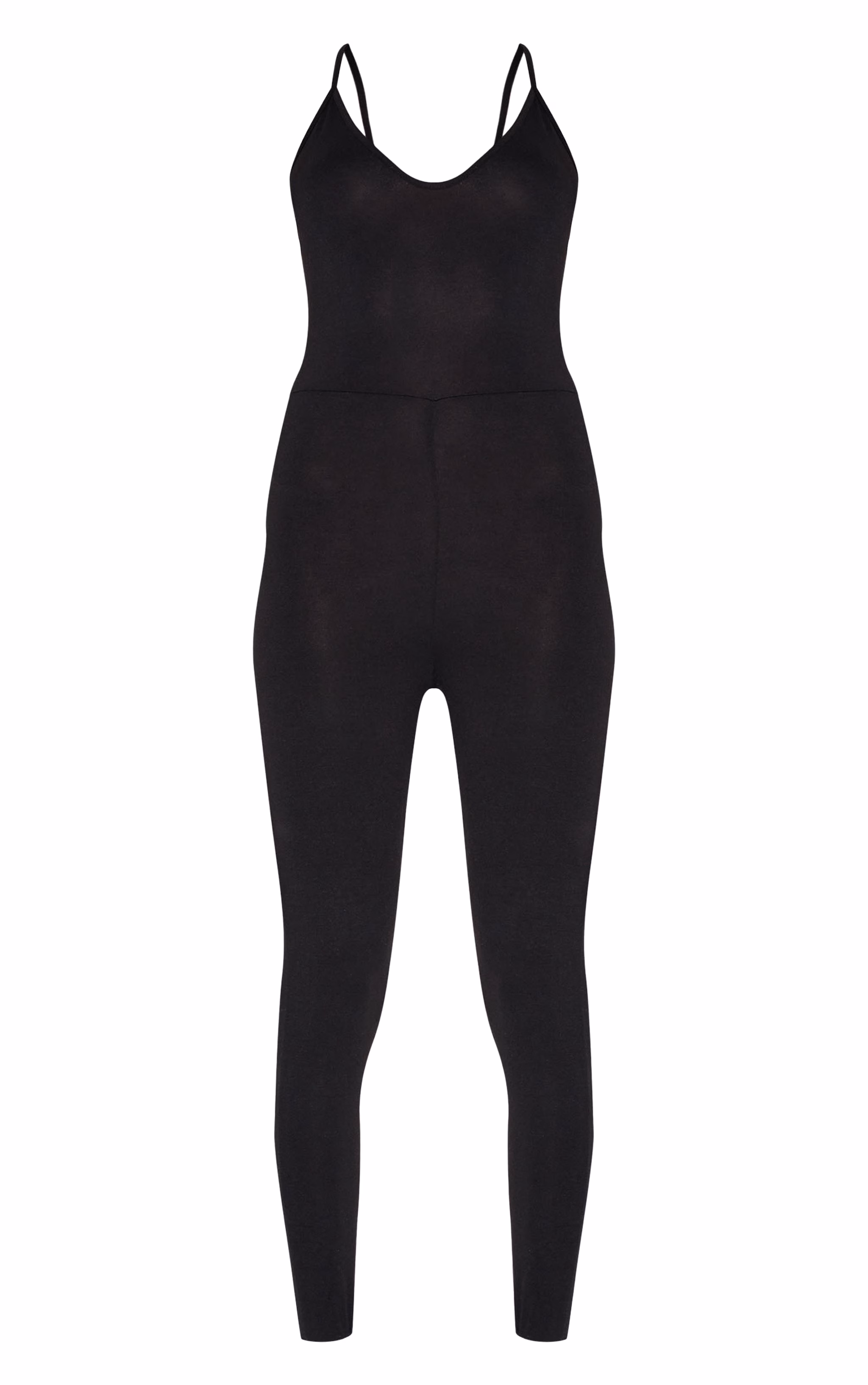 Black Basic Strappy Plunge Jumpsuit