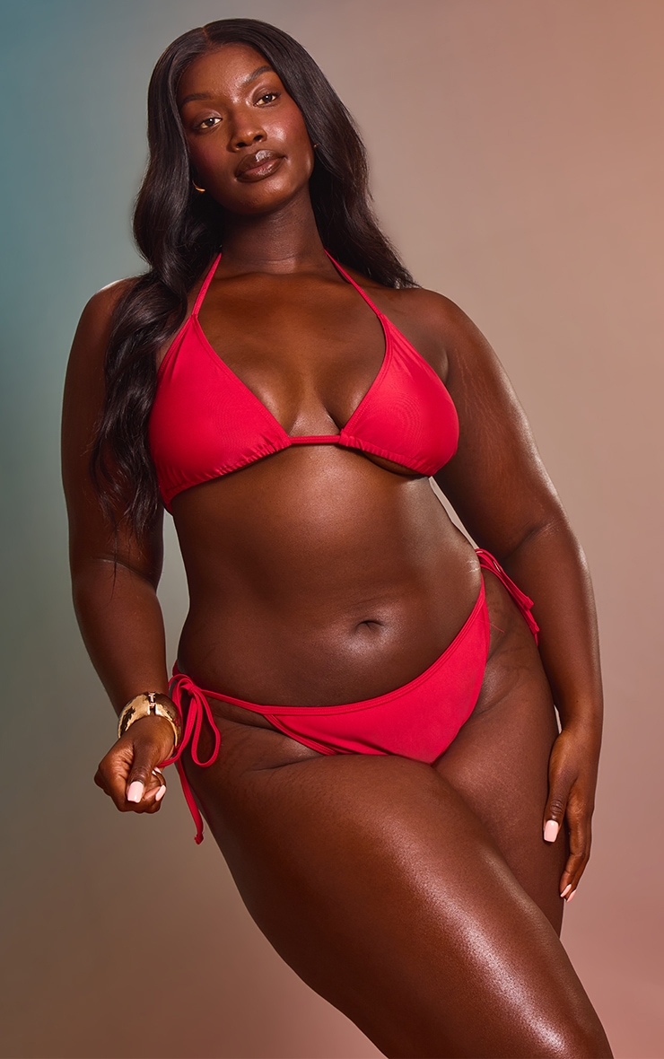 Plus Red Mix & Match Tie Side Bikini Bottoms