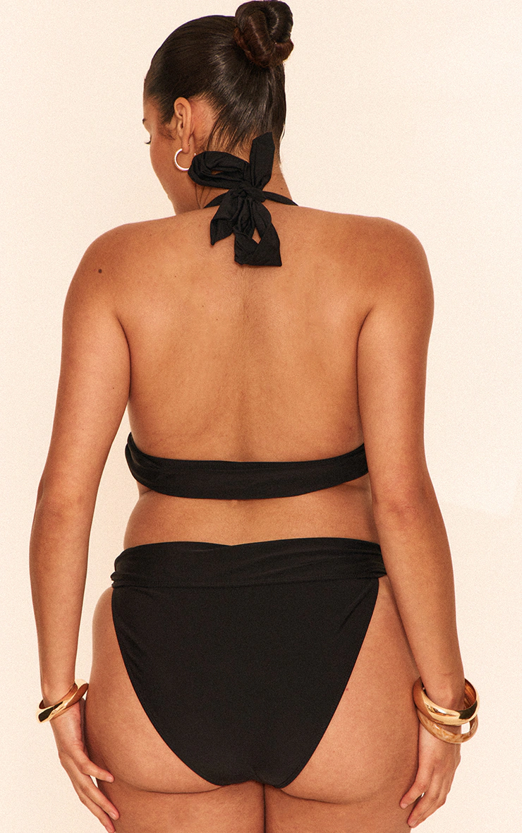 Plus Black O Ring Detail Tanga Bikini Bottoms