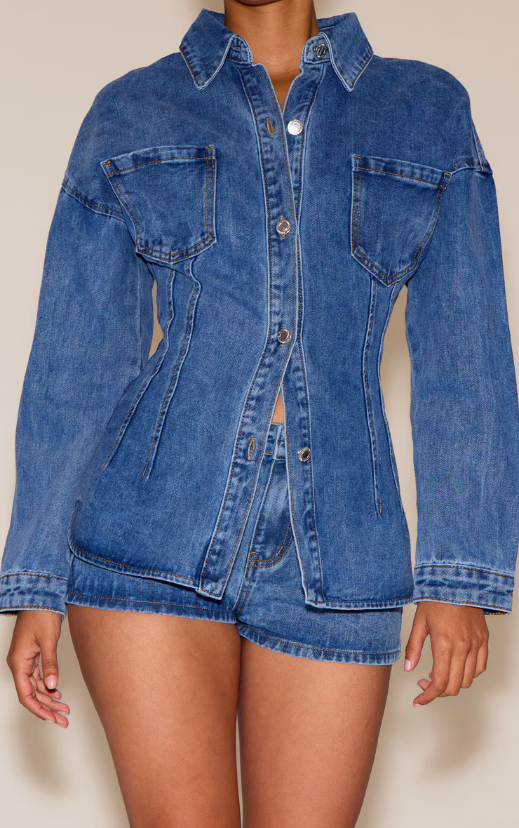 Mid Blue Wash Mid Rise Denim Hotpants