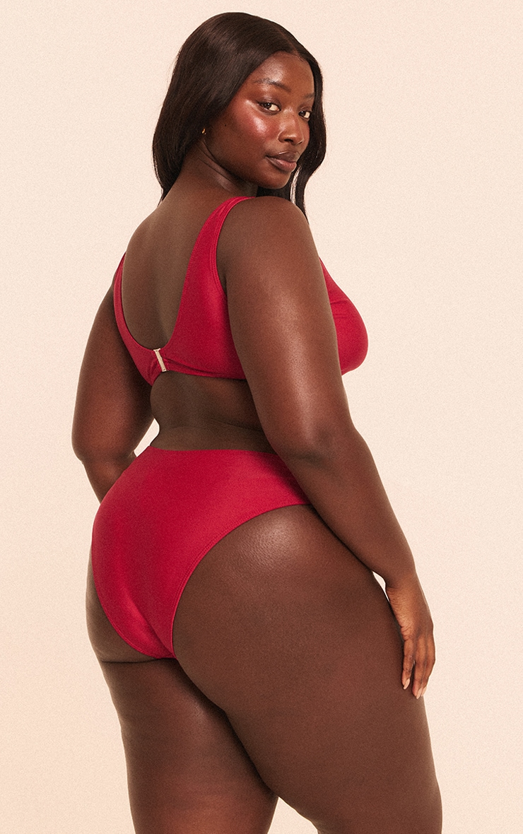 Plus Burgundy Tanga Bikini Bottoms