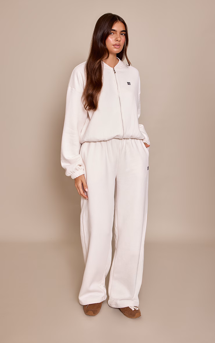 PLT Cream Cotton Fleece Straight Leg Sweatpants