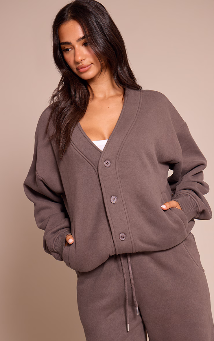 Petite Charcoal Button Up Side Pocket Sweatshirt