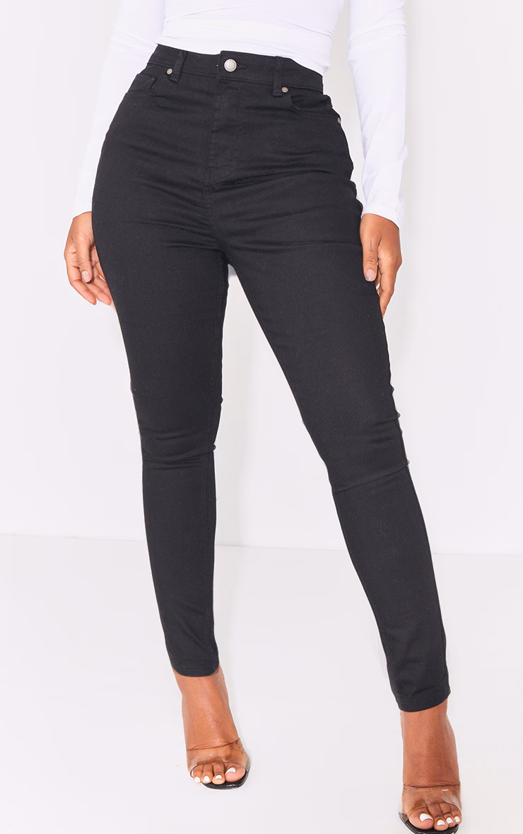 PRETTYLITTLETHING Shape Black High Waisted Super Stretch Denim Jeans