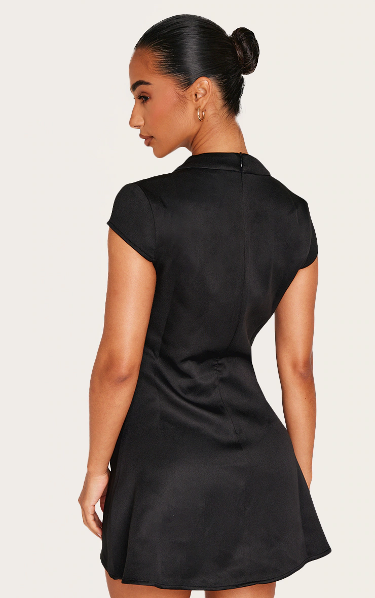 Petite Black Woven Structured Shift Dress