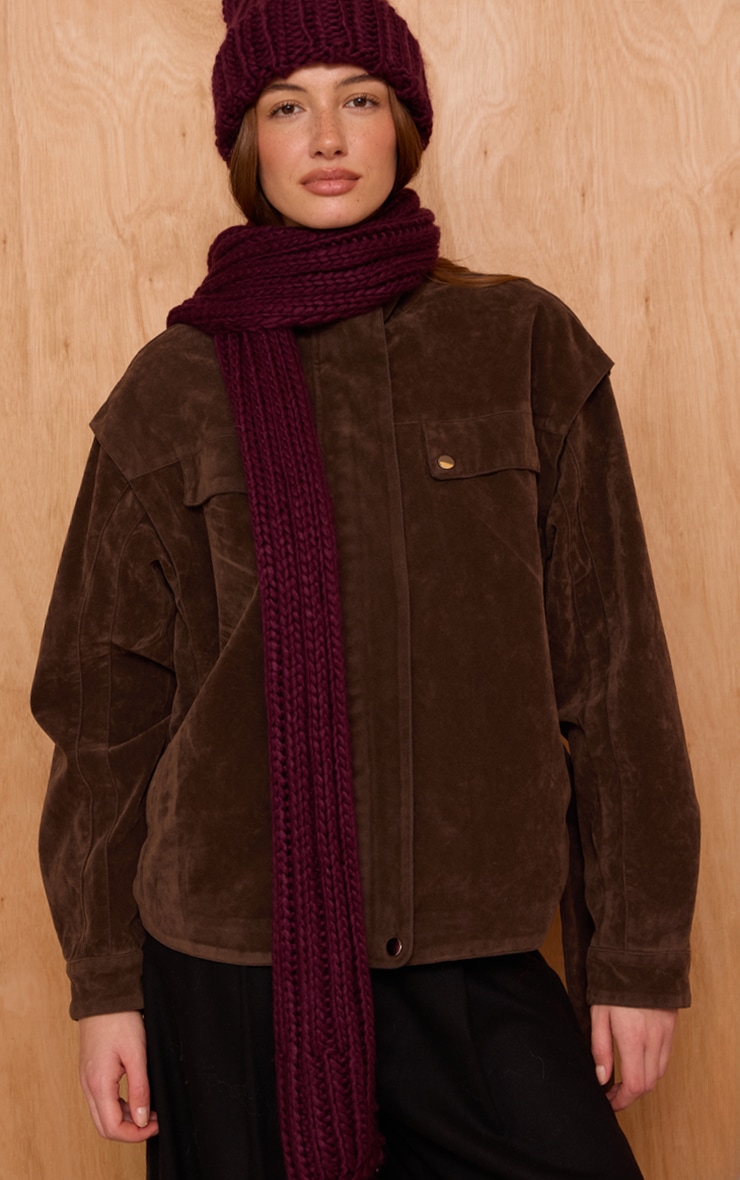 Plum Chunky Knit Scarf