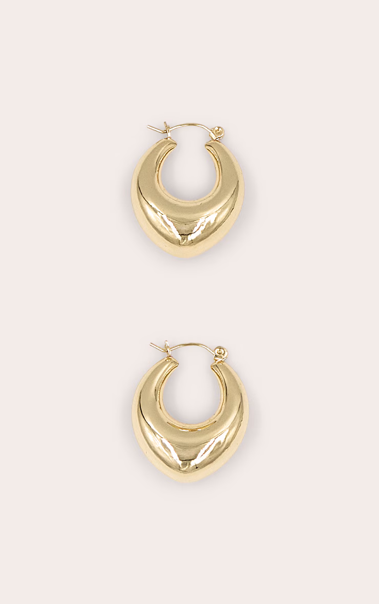 Real Gold Plated Thick Tubular Hoop Earrings