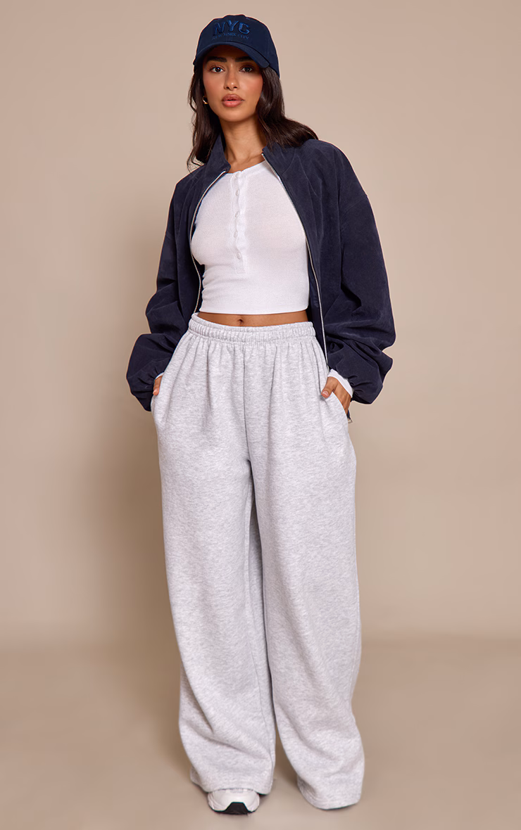 Petite Ash Grey Super Wide Leg Sweatpants