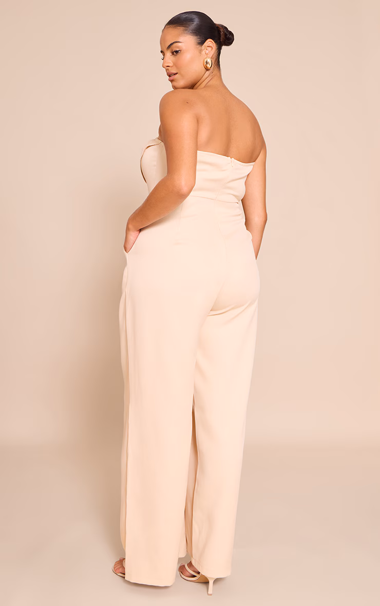 Plus Stone Bandeau Cowl Neck Pocket Detail Jumpsuit