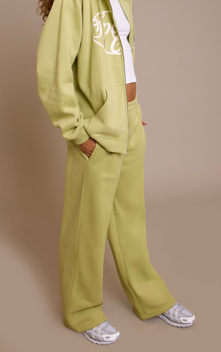 Lime Green Sports Club Cotton Fleece Straight Leg Sweatpants