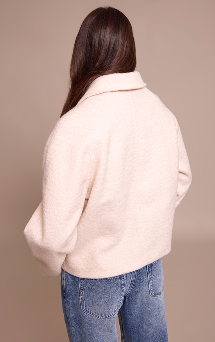 Cream Boucle Zip Up Jacket