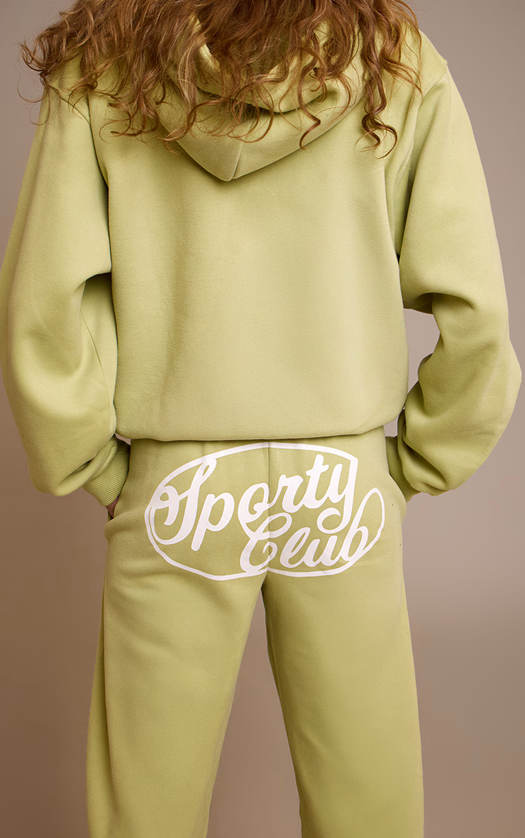 Lime Green Sports Club Cotton Fleece Straight Leg Sweatpants