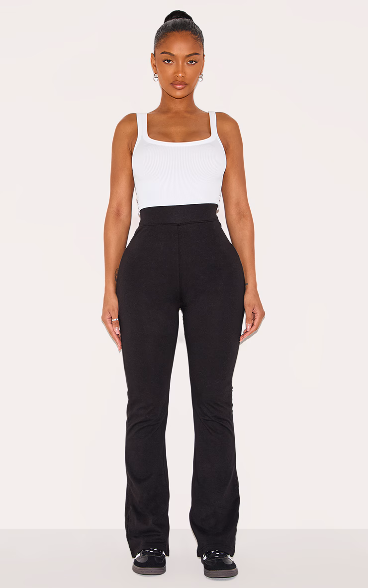 Shape Black Cotton High Waisted Flared Pants