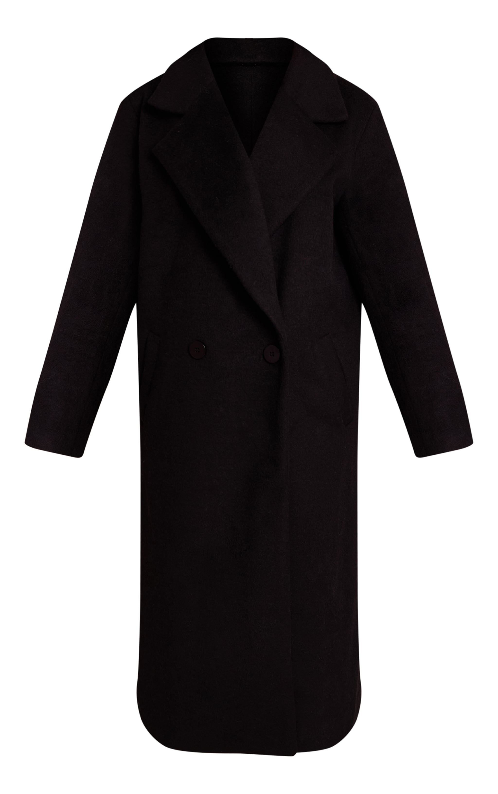 Petite Black Brushed Wool Maxi Coat