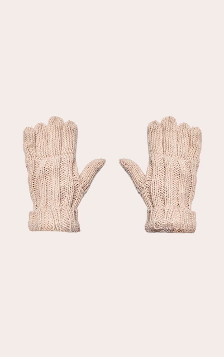 Oatmeal Cable Knit Gloves