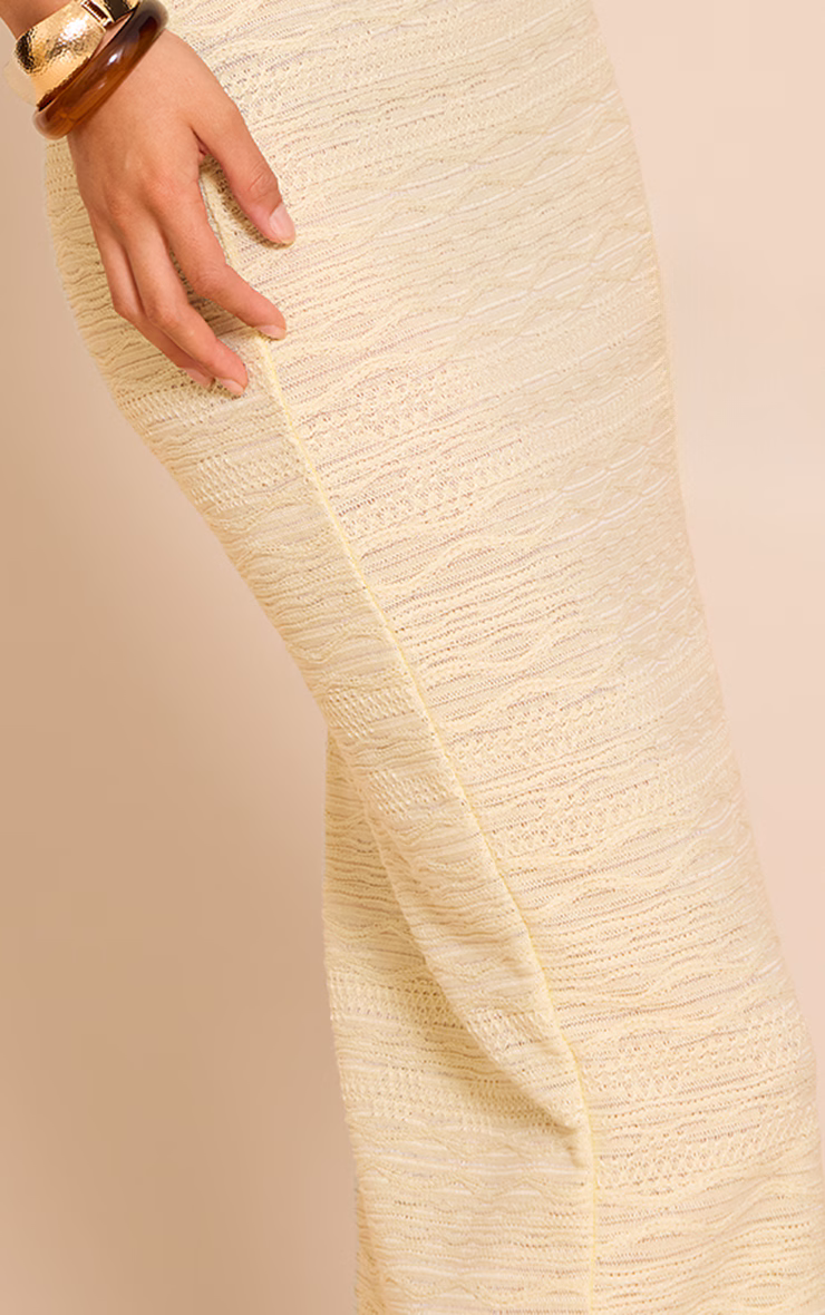 Butter Yellow Textured Boat Neck Maxi Dress