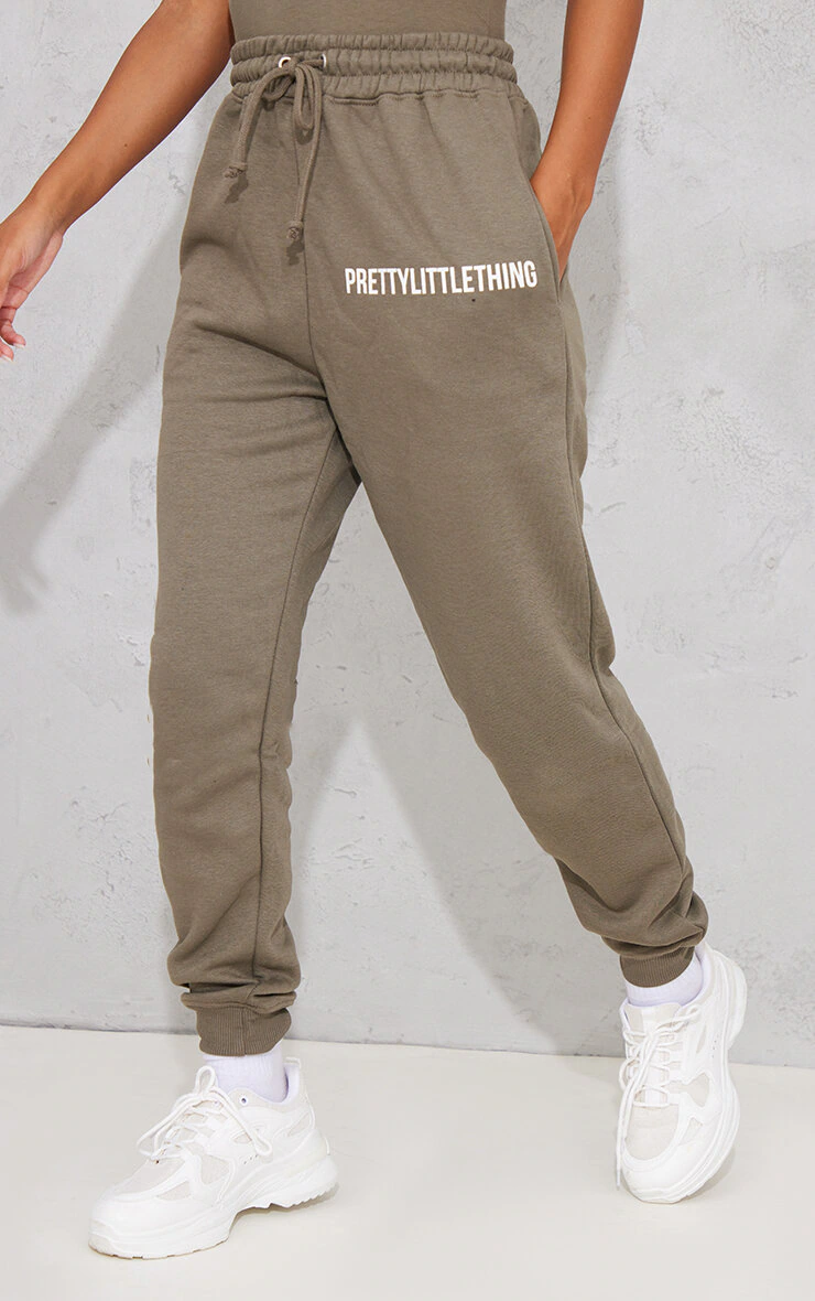 PRETTYLITTLETHING Sage Khaki Prettylittlething High Waist Cuffed Sweatpant