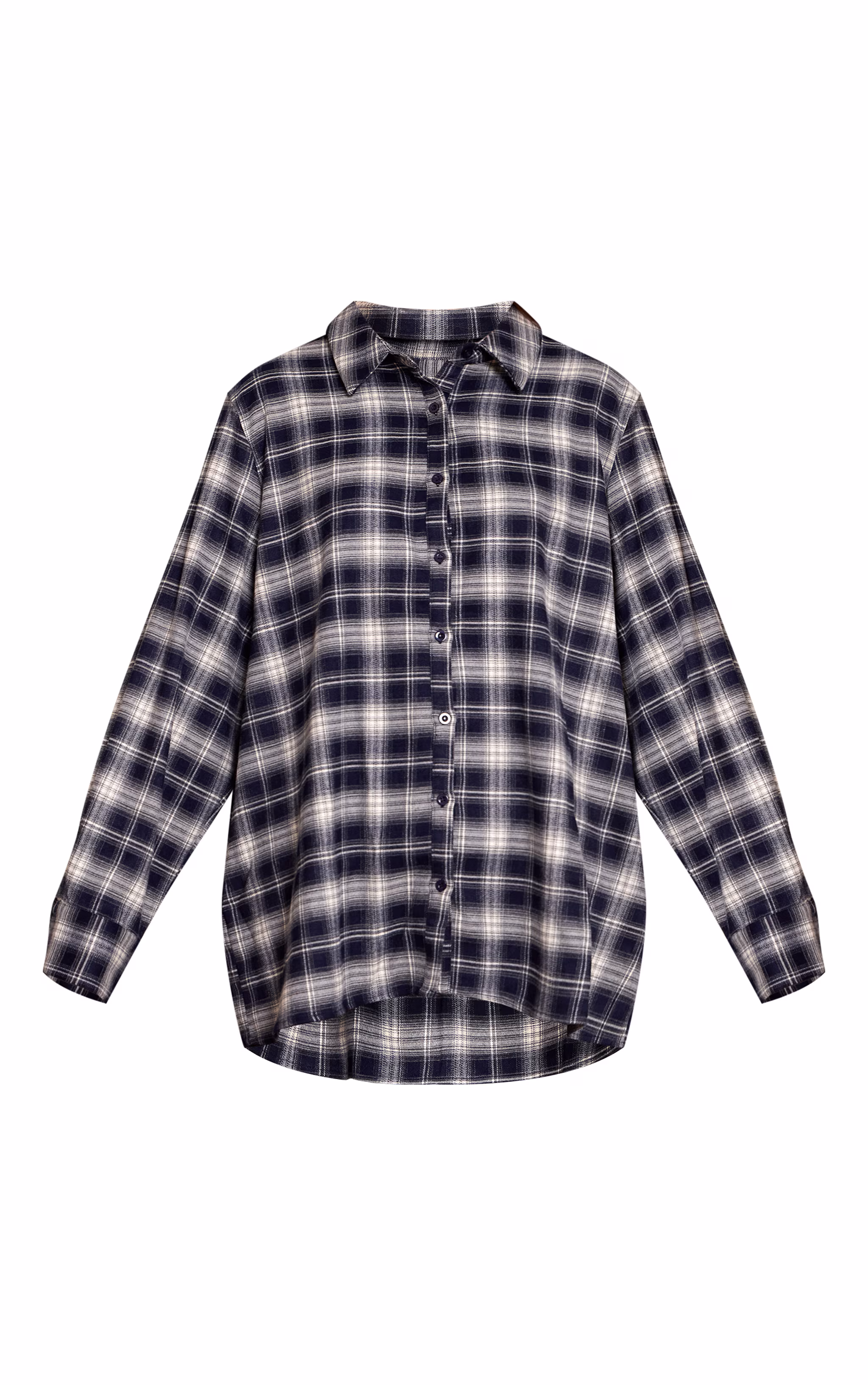 Navy Brushed Check Oversized Shirt