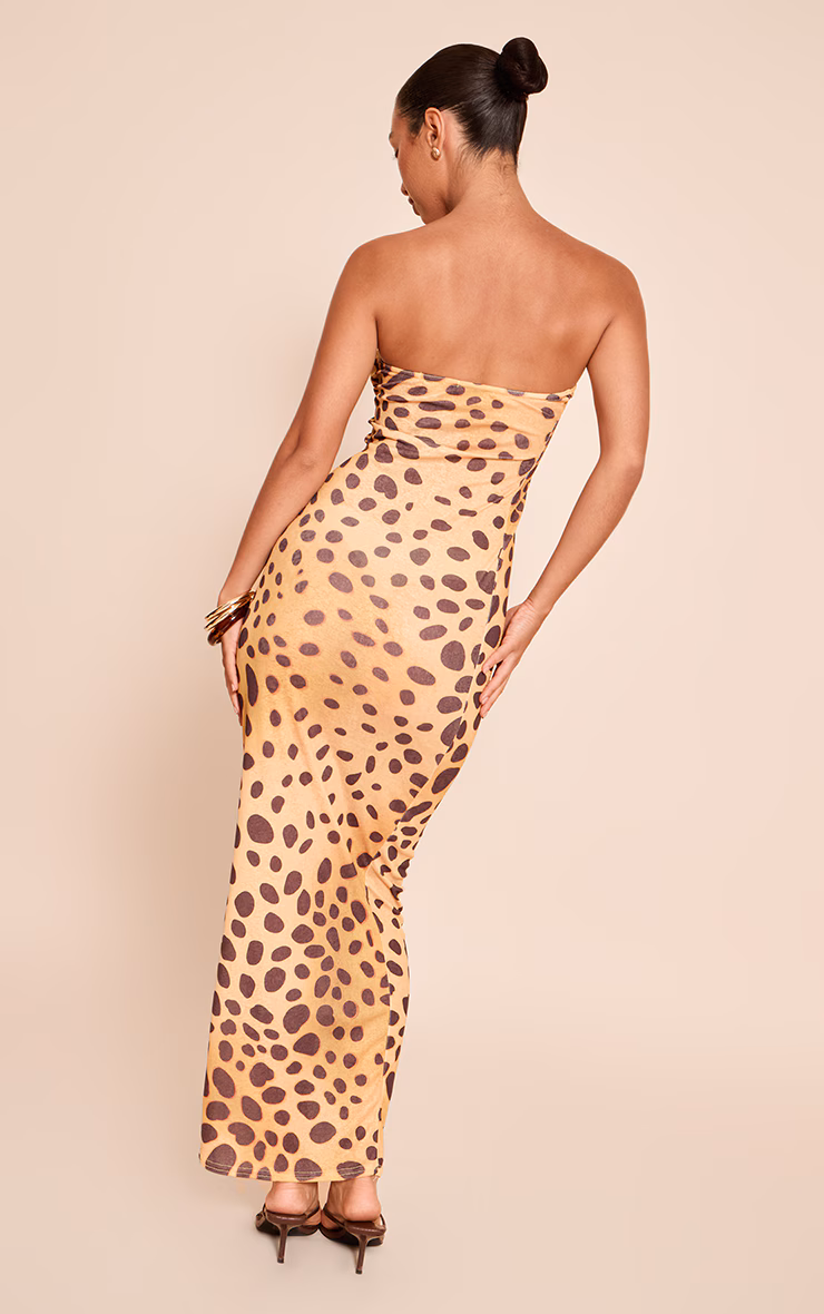 Animal Printed Onion Skin Bandeau Maxi Dress