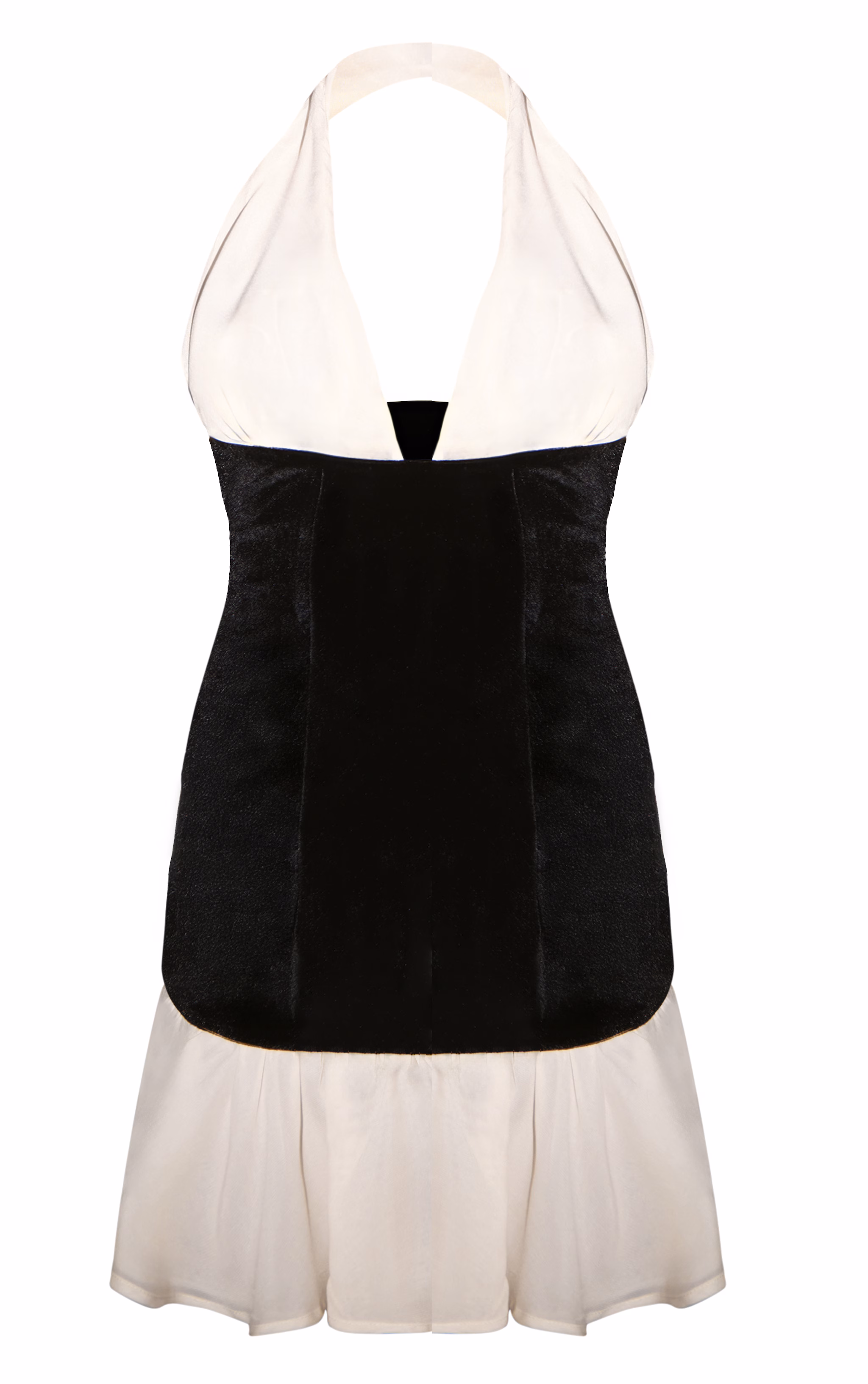 Black Contrast Chiffon Bust Hem Mini Dress