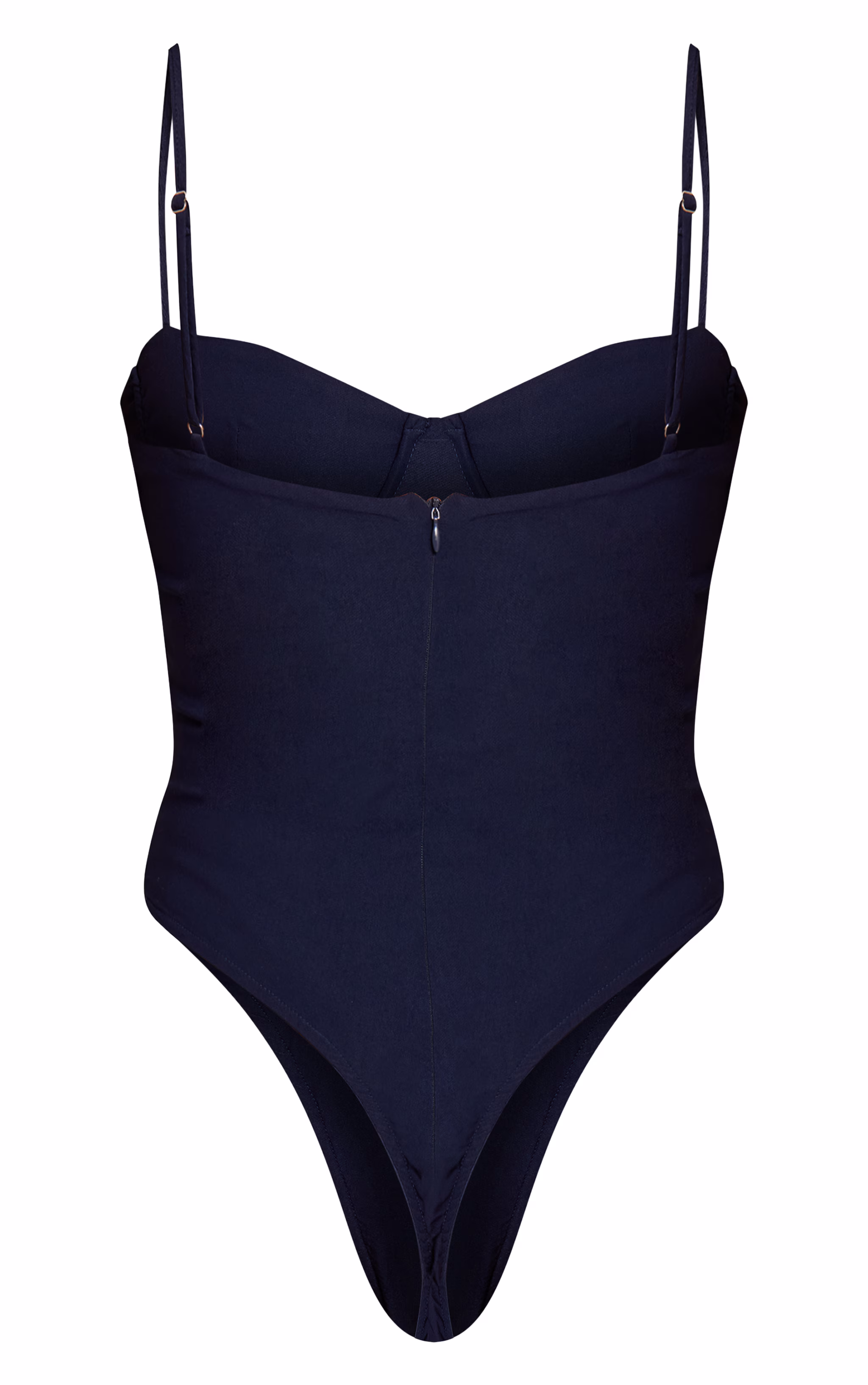 Navy Woven Stretch Strappy Bodysuit