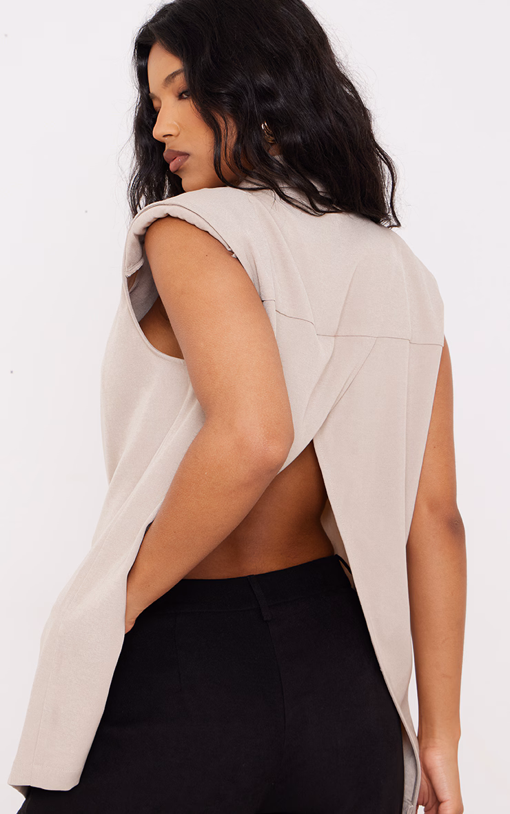 Beige Open Back Vest