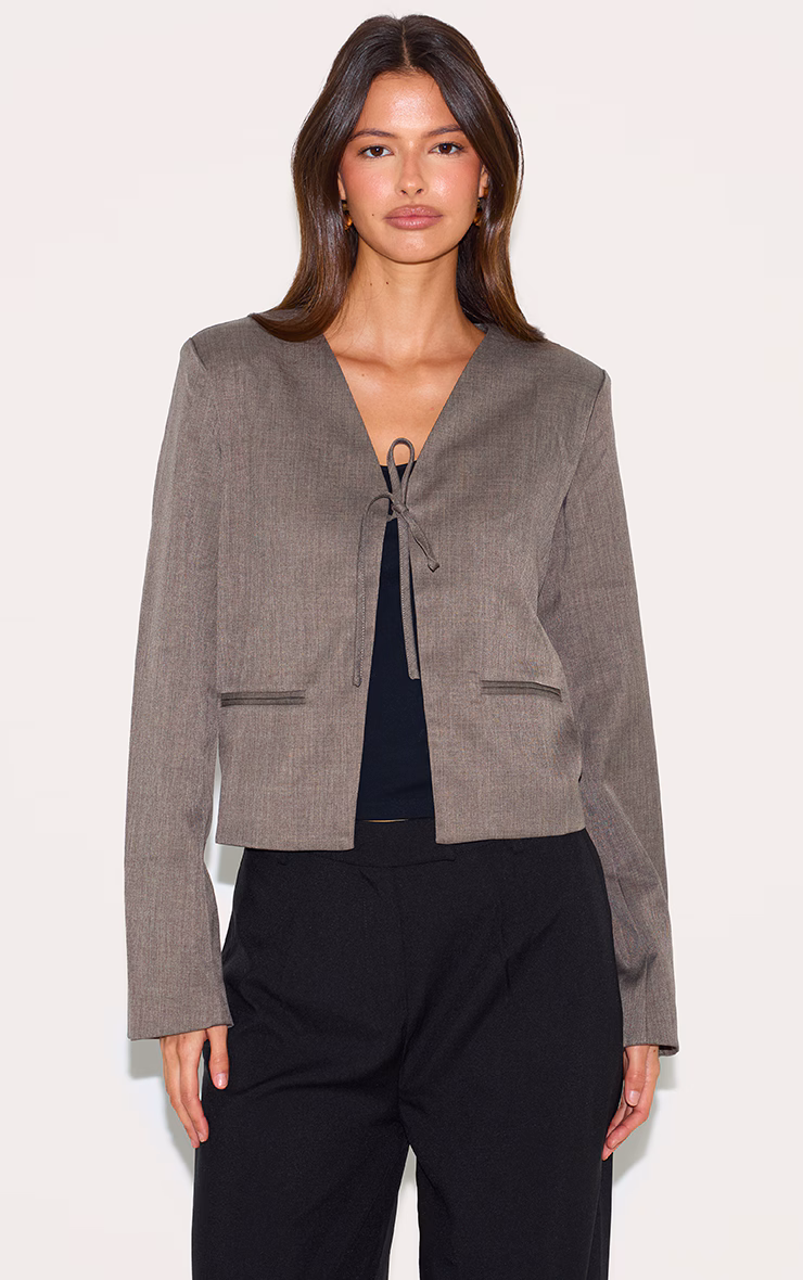 Mushroom Tie Up Boxy Blazer