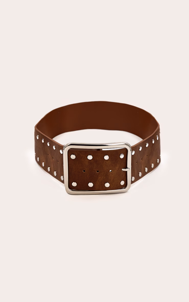 Tan Thick Faux Suede Square Buckle Belt