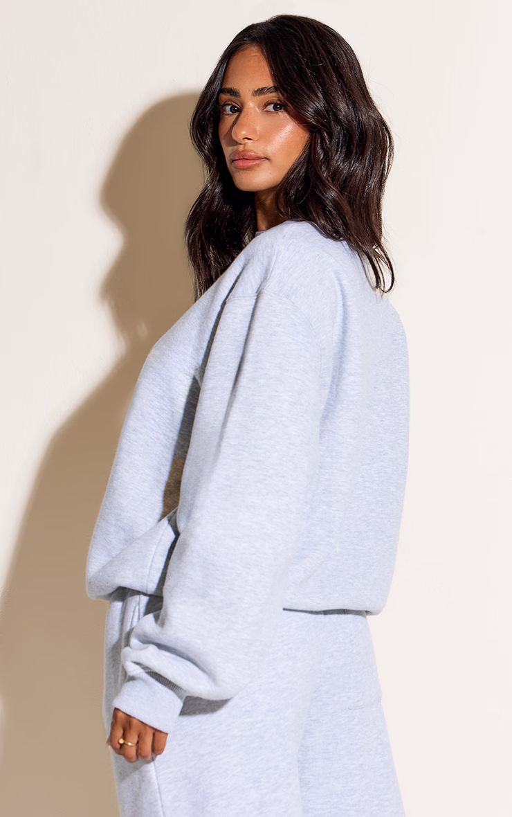 Petite Ash Grey Oversized Crew Sweatshirt
