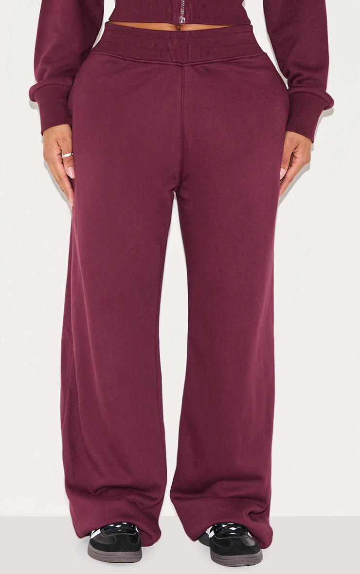 Shape Wine Waistband Detail Wide Leg Sweatpants