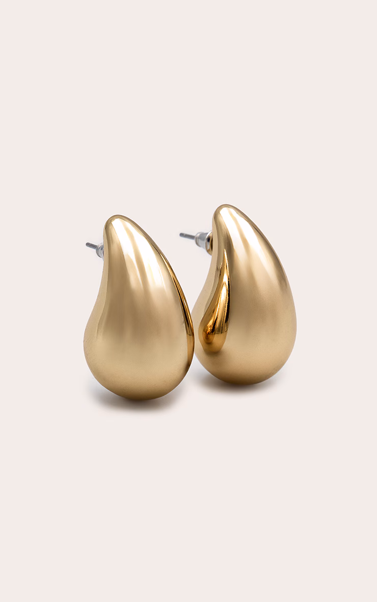 Gold Tear Drop Mini Statement Earrings