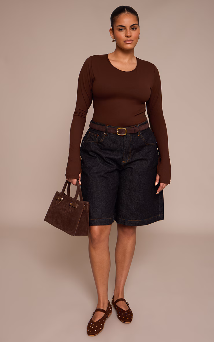 Plus Chocolate Sculpt Long Sleeve Bodysuit