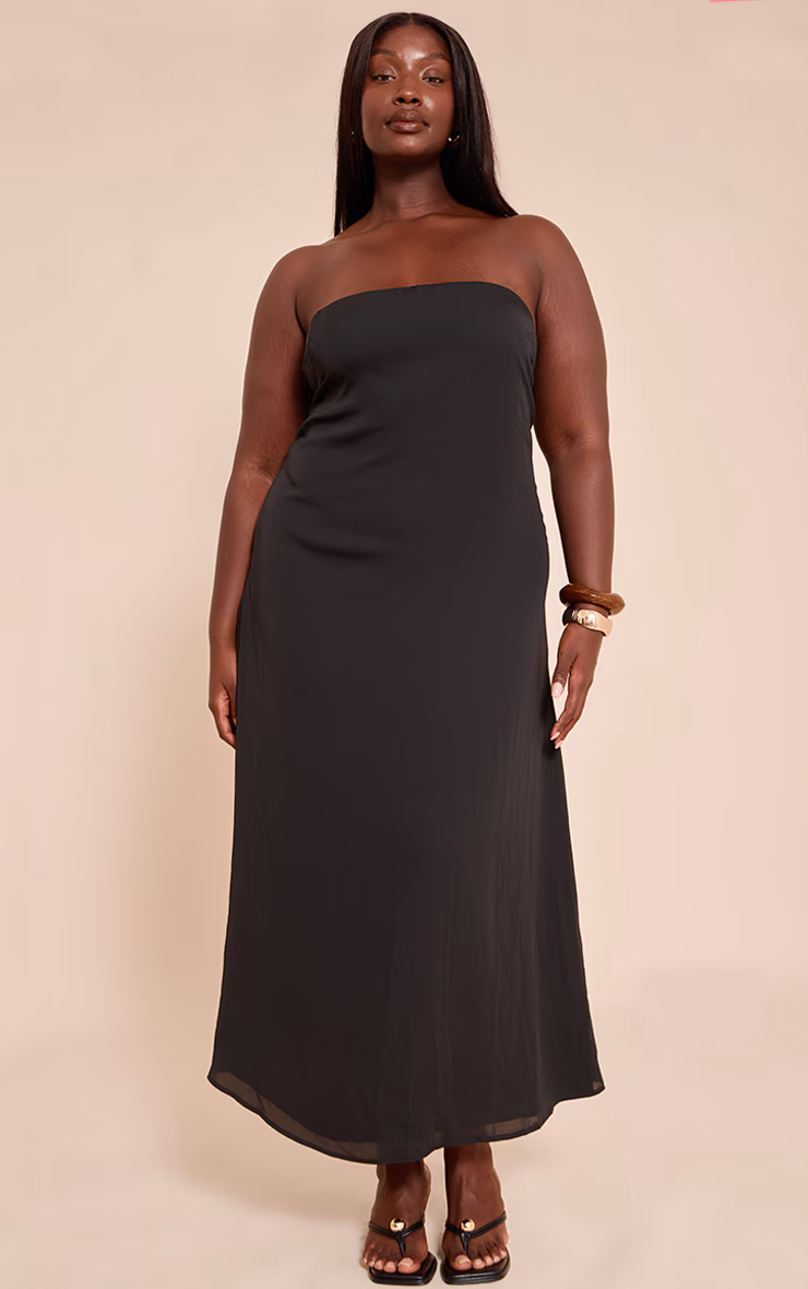 Plus Black Bandeau Column Maxi Dress