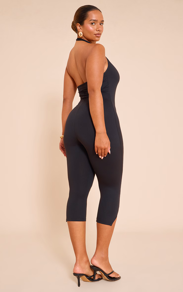 Shape Black Sculpt Halterneck Capri Jumpsuit