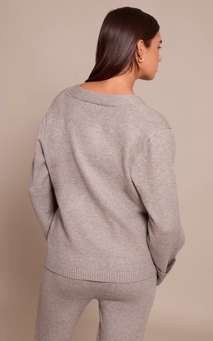 Soft Grey Turn Back Cuff Cardigan