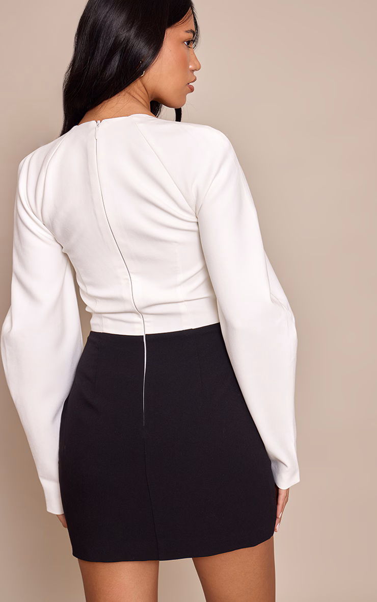 Monochrome Contrast Cocoon Sleeve Dress