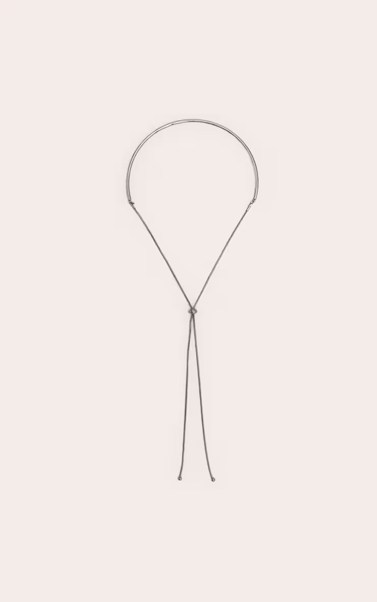 Silver Adjustable Chain Choker Necklace