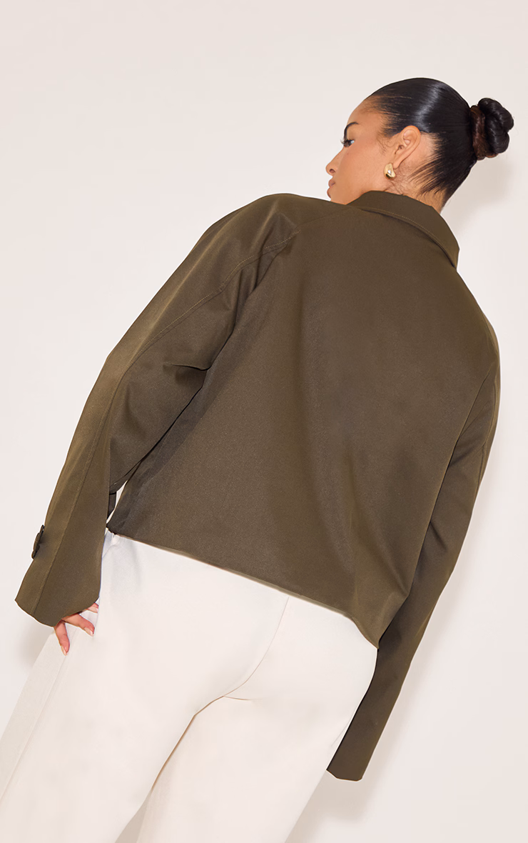Plus Khaki Long Sleeve Trench Style Jacket
