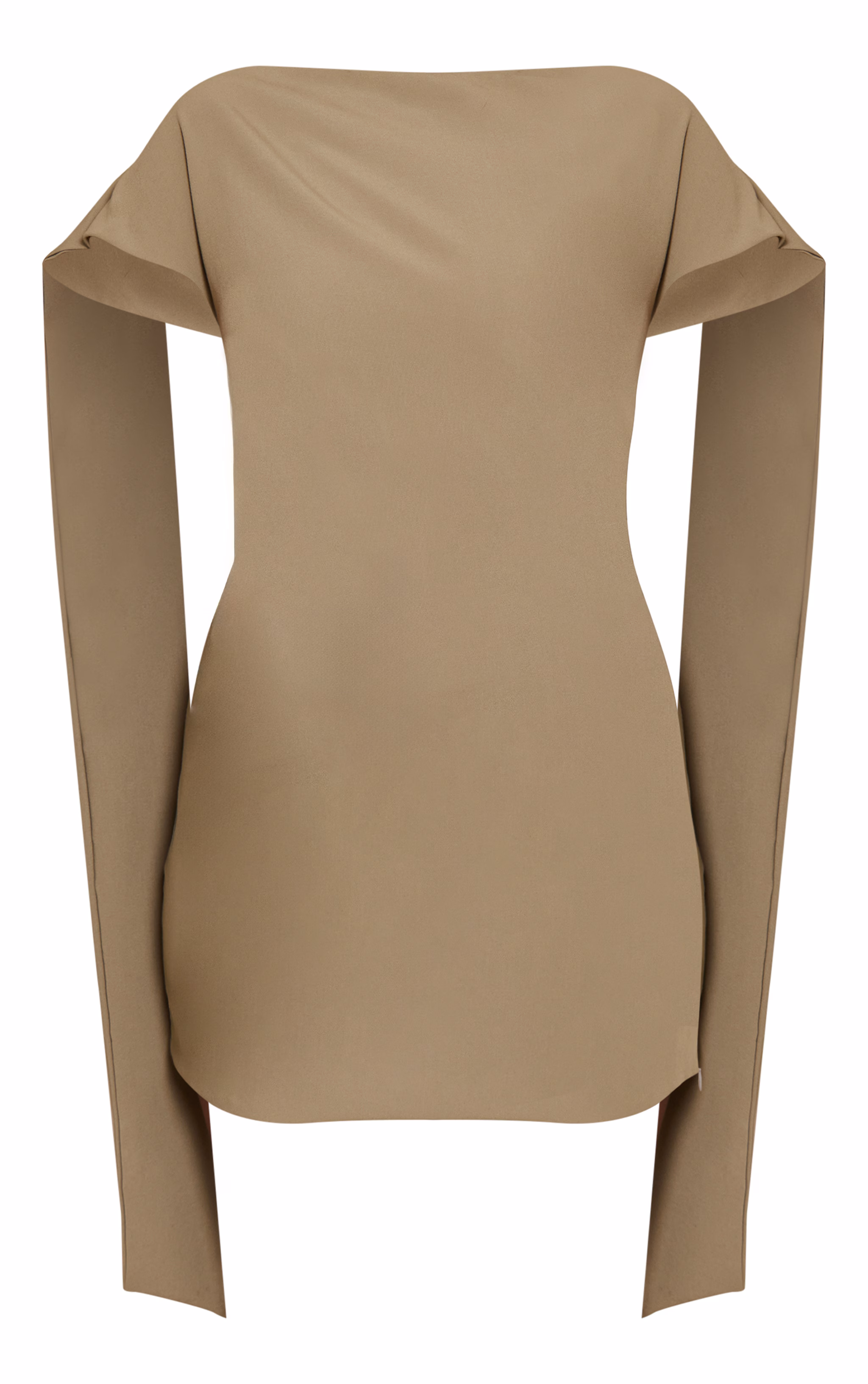 Taupe Woven Bandeau Drape Sleeve Mini Dress