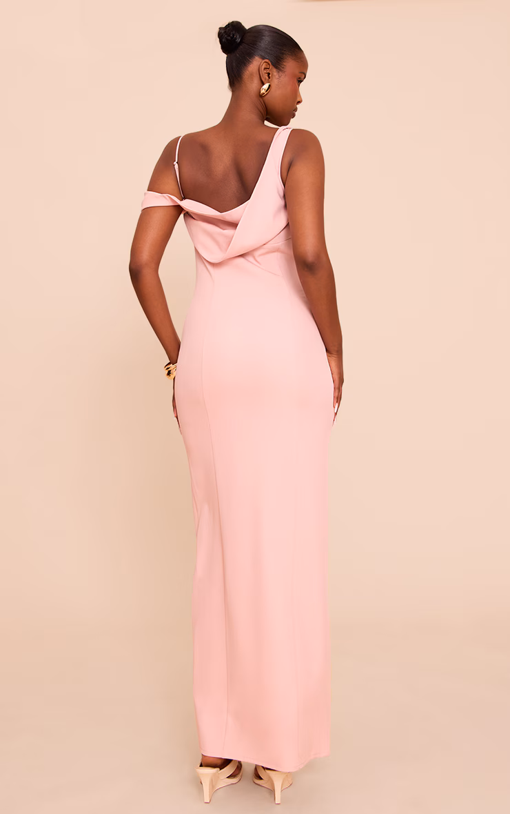Pale Pink Woven Square Neck Maxi Dress