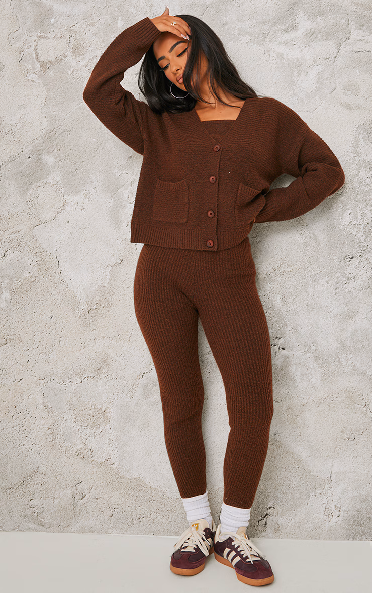 Petite Chocolate Rib Knit Leggings
